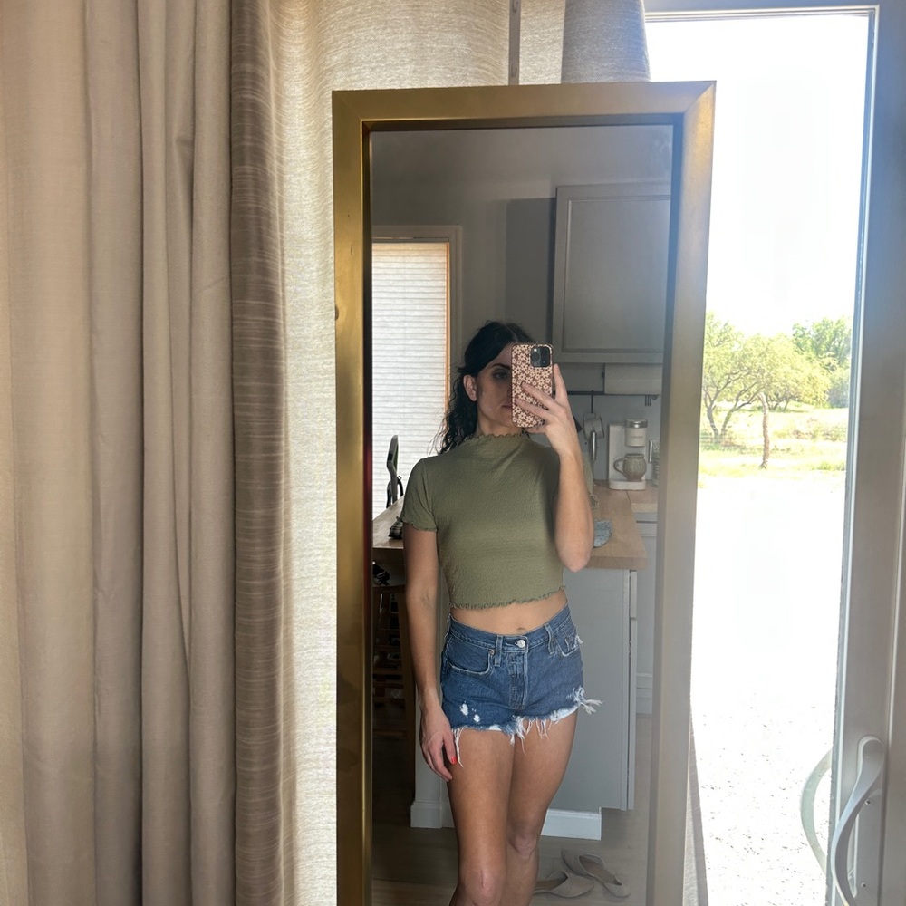 Olive Green Women's Cropped Top